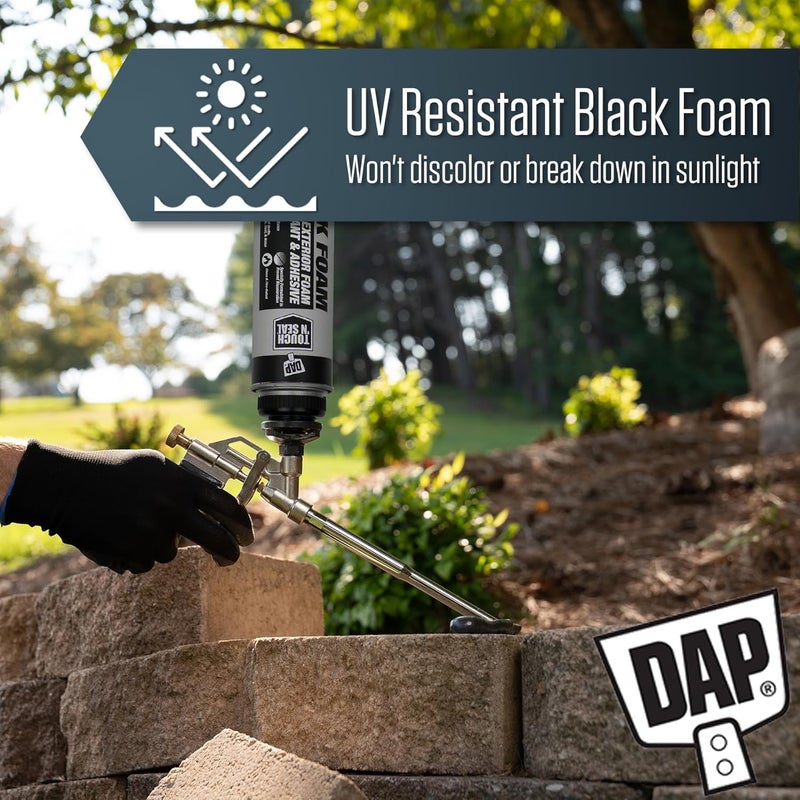 AWF PRO DAP Touch N Seal Black Spray Foam Sealant for RV, Pond, Waterfall & Landscape - UV Resistant, Class A Fire Rated, Waterproof, Polyurethane Adhesive with Gloves and Foam Gun (Pack of 3) - Image 2